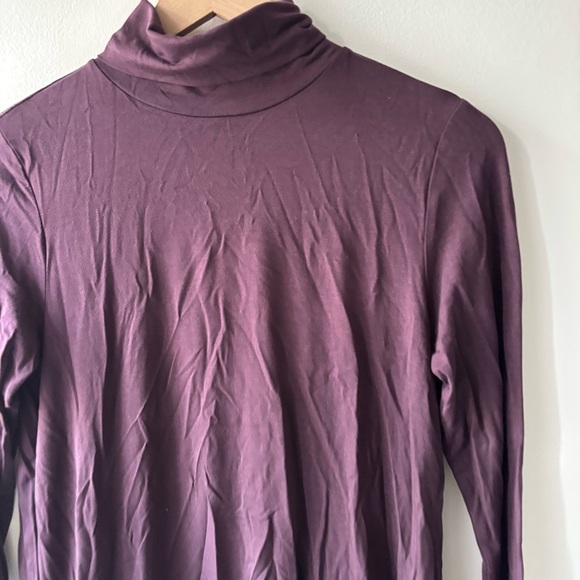 Eileen Fisher Cassis Jersey Turtle Neck Long Tunic Tee Top Blouse Sz XS - Picture 3 of 5